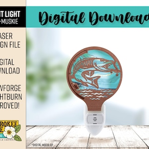 Muskie Fish Night Light SVG: Laser Cut File (Digital File Only)