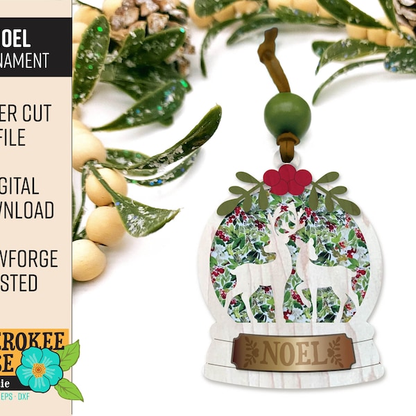 Deer Snow Globe Ornament Design -Noel Christmas Ornament svg - Laser Cut File - PDF - SVG [Digital File Only]