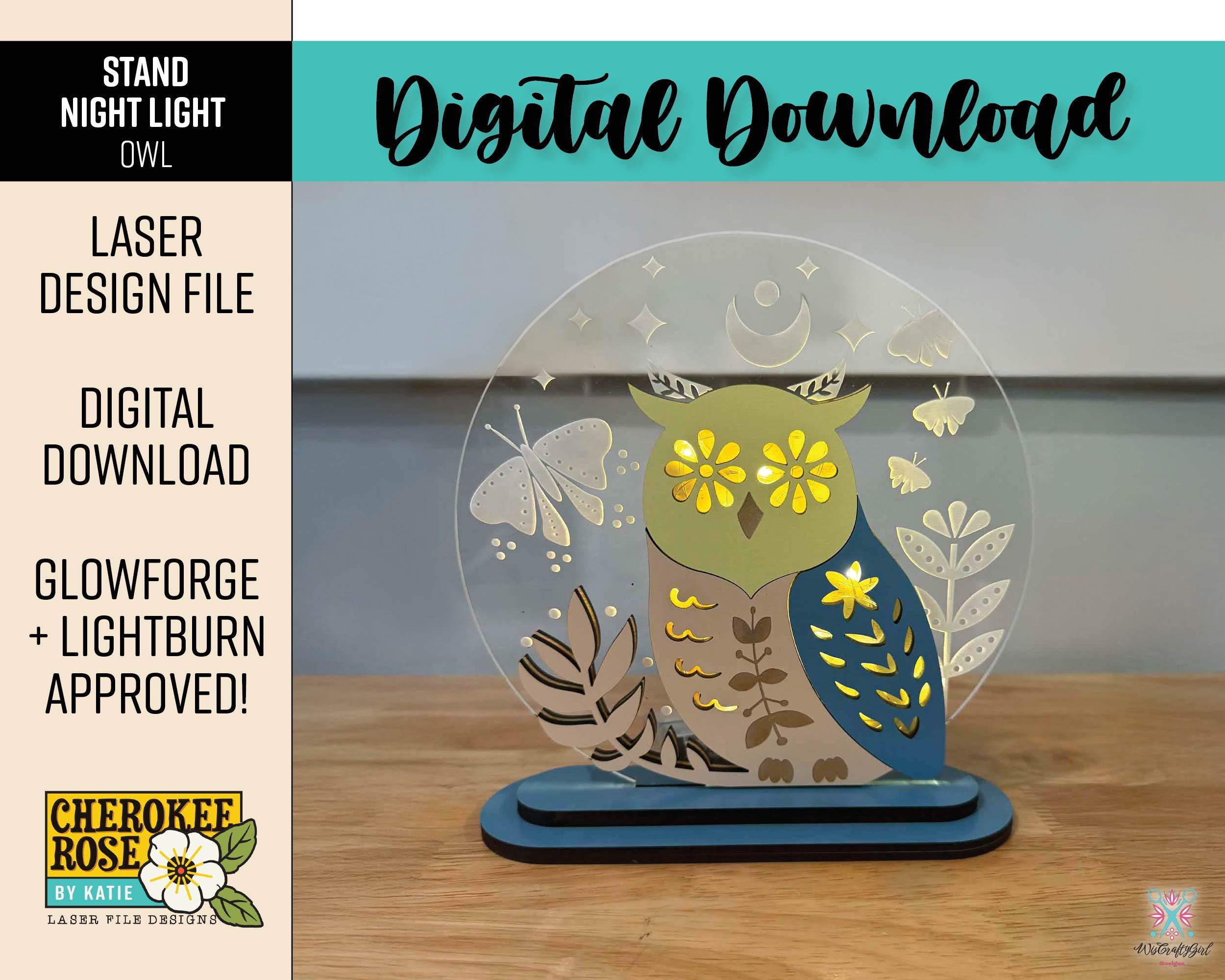 Owl Stand Night Light - Fairy Light or LED Lamp SVG - Laser Cut File [Digital File Only]
