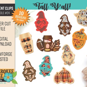 Fall Car Vent Clip Diffusers: Gnome, Pumpkin, Leaves SVG PDF (Digital File)