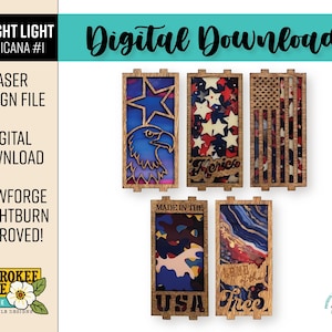Patriotic 3D Night Light Bundle #1 - Americana Night Lights svg - Laser Cut Nightlight - Laser Cut File [Digital File Only]