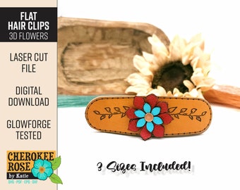 3D Leather Flower Hair Clip SVG: Laser Cut File (Digital Download)