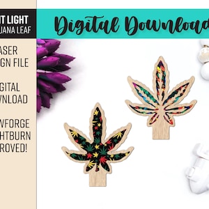 Lámpara de noche con forma de hoja de maceta cortada a láser SVG: Diseño de pestaña universal (solo archivo digital)