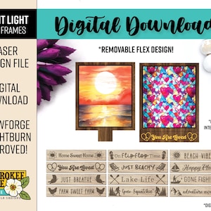 Flex Frame Night Lights - Interchangeable Night Light svg - Laser Cut Nightlight Bundle - Laser Cut File [Digital File Only]