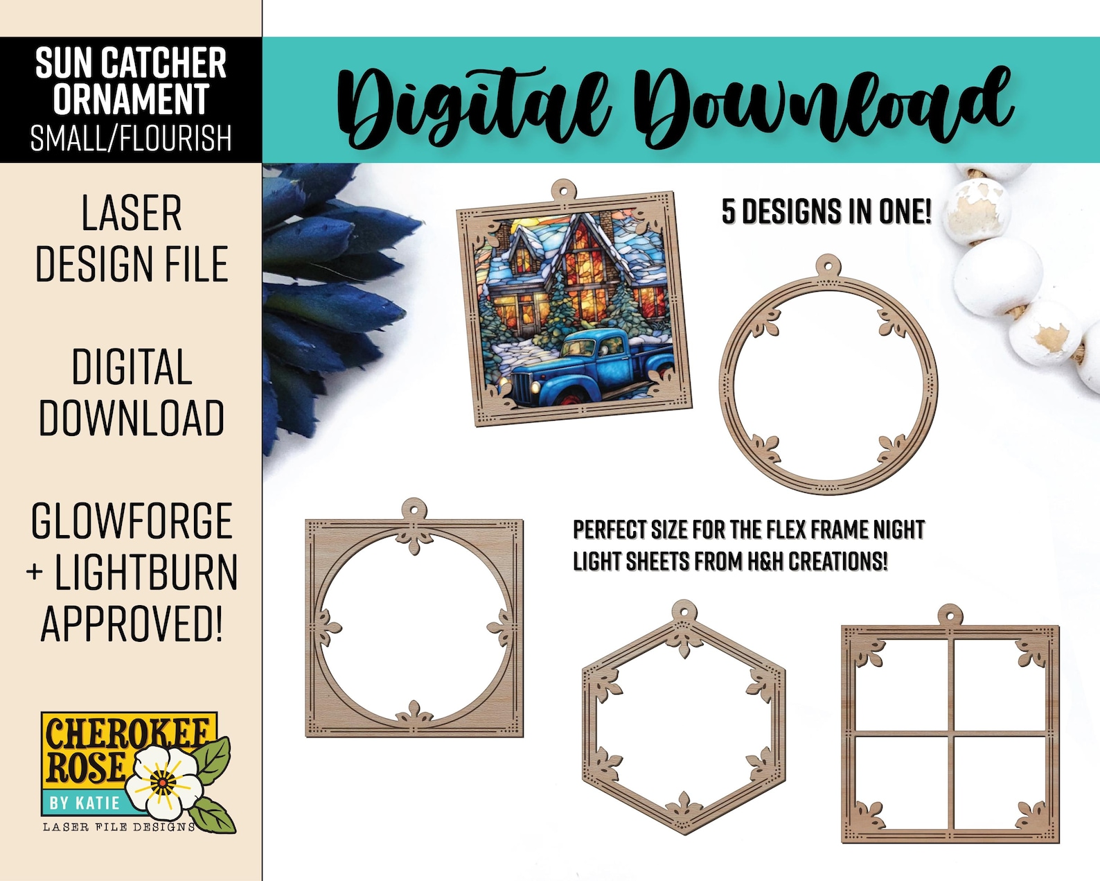 Flex Frame SMALL Flourish Frame Suncatcher Ornament Design Bundle ...