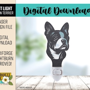 Boston Terrier Night Light  - Boston Terrier Dog Breed svg - Laser Cut Nightlight - Laser Cut File [Digital File Only]