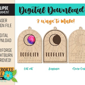Eclipse Ornament - Total Eclipse svg - Celestial Design - Moon & Sun svg - Eclipse 2024 Keepsake - Glowforge - Digital File Only