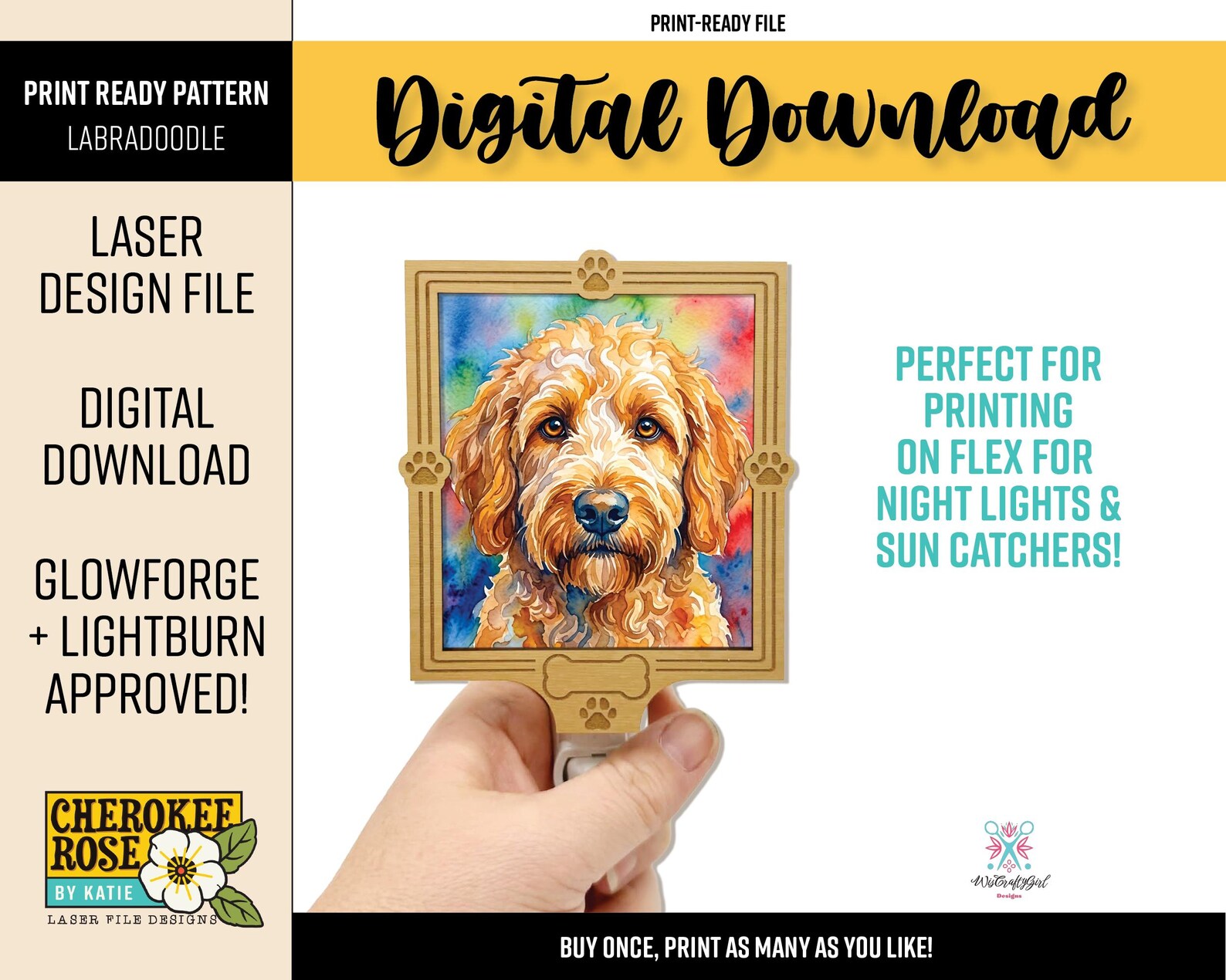 Print-ready Pattern - Dog Breed - Labradoodle - Multi (DIGITAL FILE) - Etsy