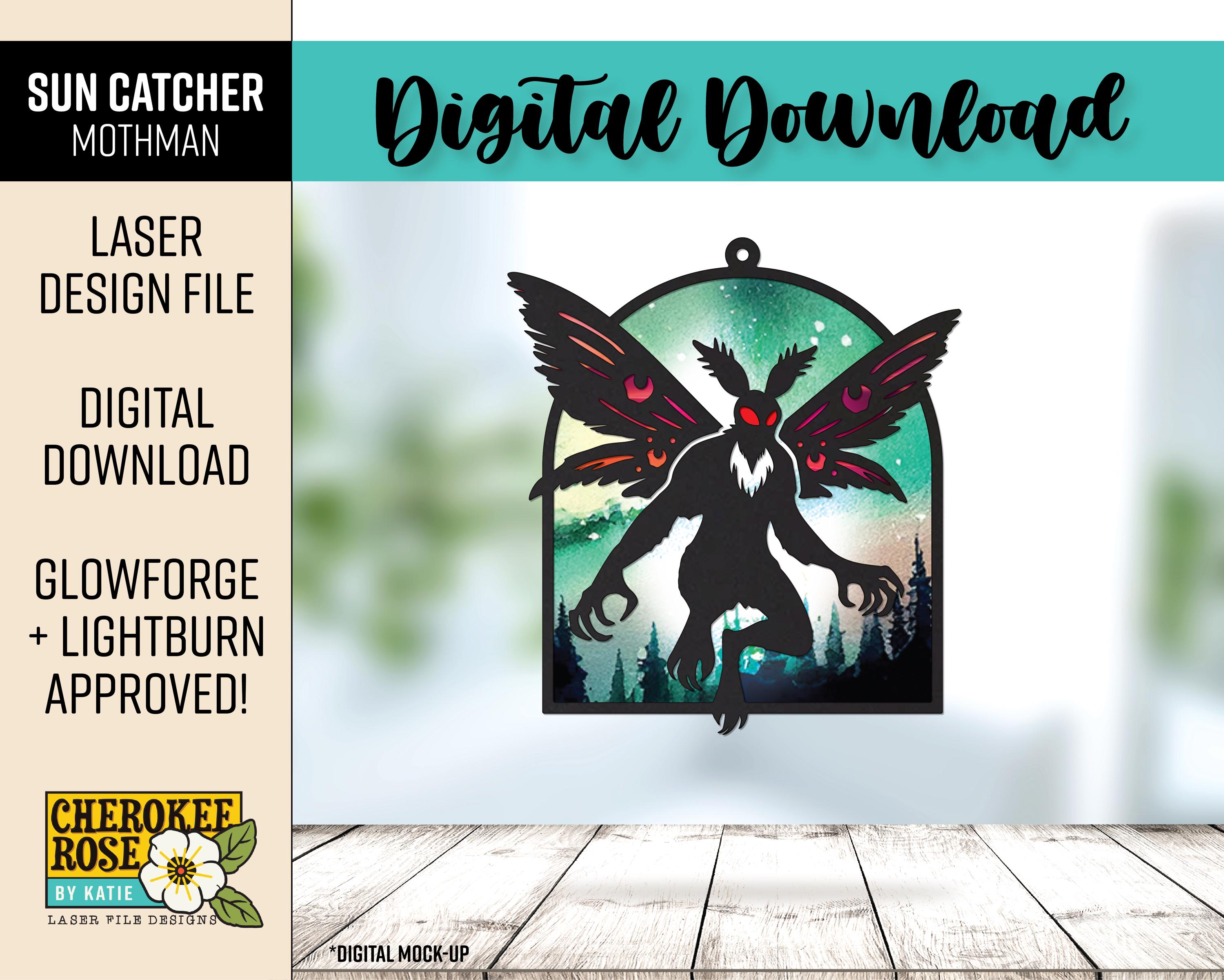 Mothman Suncatcher Laser Cut File: Virginian Folklore Monster (PDF