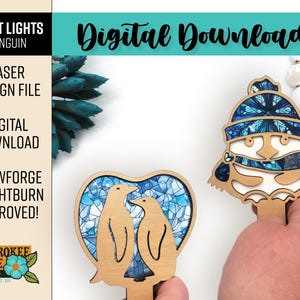 Penguin Night Light - Winter Night Light svg - Penguin Lover Nightlight - Laser Cut Nightlight - Laser Cut File [Digital File Only]