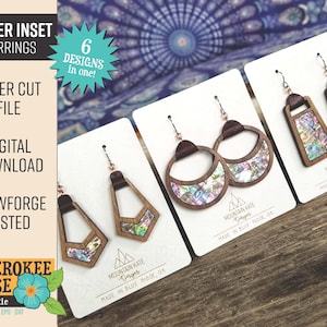 Veneer Inset Earring Design File - Shell Veneer Earring svg - Macrame Earrings svg - Digital Laser File - PDF - SVG [Digital File Only]