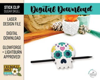 Sugar Skull Leather Barrette Laser Cut File (PDF, SVG Digital Download