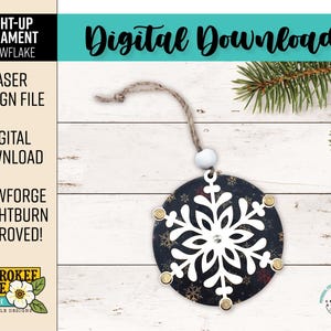 Fairy Light Snowflake Ornament SVG - Laser Cut File (Digital Download
