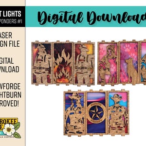 1st Responder 3D Night Light Bundle #1 - Fireman - Sheriff - Canine Officer - Laser Cut Nightlight - Laser Cut File [Digital File Only]