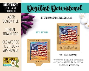 Patriotic Laser Cut Night Light SVG: Interchangeable Flex Frame (Digital File Only)