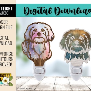 Maltese Night Light  - Dog Breed Nightlight svg - Bichon Frise Havanese Shih Tzu - Laser Cut Nightlight - Laser Cut File [Digital File Only]