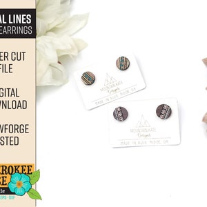 Tribal Lines Stud Earring Design File - Score Only - Geometric Small Earrings - Laser File - PDF - SVG [Digital File Only]