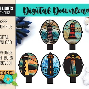 Paquete de luz nocturna del faro - Faro svg - Luz nocturna cortada con láser - Diseño de pestaña universal - Archivo cortado con láser [solo archivo digital]