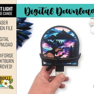 Moose Canoe Night Light - Moose svg - Caribou svg - Laser Cut Nightlight - Laser Cut File [Digital File Only]