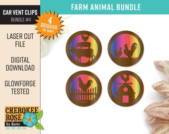 Farm Animal Car Vent Clip Design: Laser Cut File Bundle (Digital File)