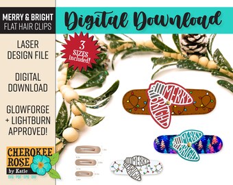 Christmas Lights Hair Clip SVG: Laser Cut File, Merry & Bright (Digital Download)