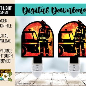 Fireman Night Lights - Fire Fighter Night Light svg - Laser Cut Nightlight Bundle - Laser Cut File [Digital File Only]
