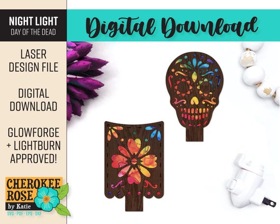 Skull Night Light Bundle - Day of the Dead Nightlight - el Día de Muertos svg - Laser Cut Nightlight - Laser Cut File [Digital File Only]