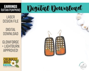 Rattan Pumpkin Earring Design File - Fall Earring svg - Pumpkin svg - Digital Laser File - PDF - SVG [Digital File Only]