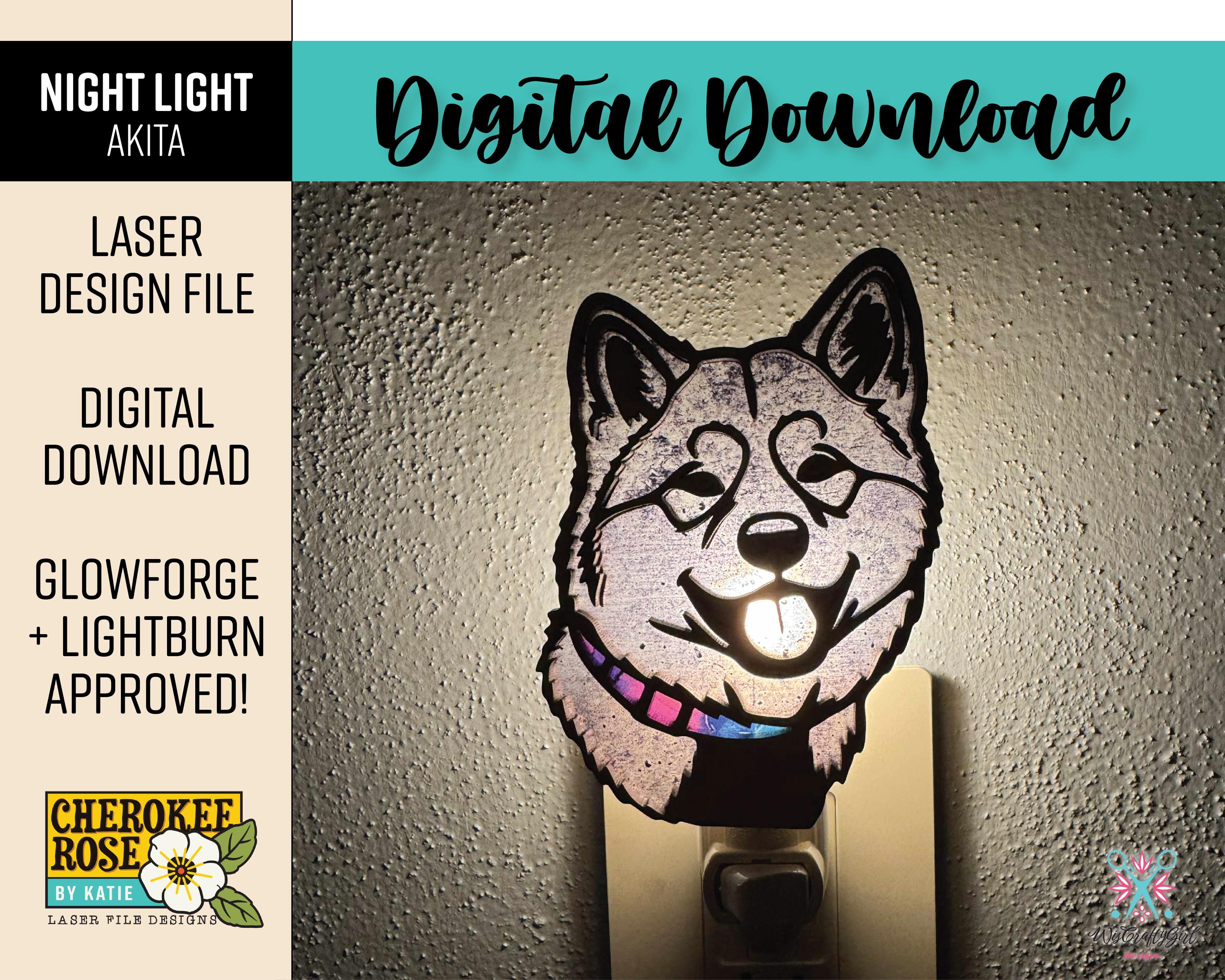 Akita Shiba Inu Night Light SVG: Laser Cut Dog Breed Design