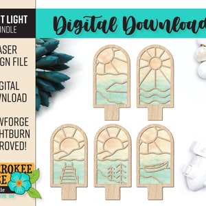 Pacote Lake Night Light - Lake Decor svg - Laser Cut Nightlight - Universal Tab Design - Arquivo cortado a laser [somente arquivo digital]