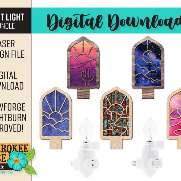 Landscape Night Light Bundle - Mountain Range - Laser Cut Nightlight - Universal Tab Design - Laser Cut File [Digital File Only]