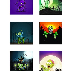 Set of 6 fun Zombie Lighter Wraps or Stickers to go anywhere, waterproof vinyl decals, great small gift!