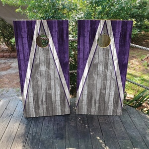 2 WATERPROOF Cornhole Wraps / Pair / PURPLE Wood Grain Decals! / Laminated / Easy to Apply / Pair of Cornhole Skins / Custom Printing / Club