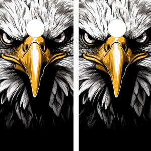 2 WATERPROOF Cornhole Wraps - Bald Eagle -  Laminated / Easy to Apply / Pair of Cornhole Skins / Professional / Custom Cornhole / Patriot