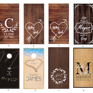 2 WATERPROOF Cornhole Wraps / Pair / CUSTOM WEDDING Themed Decals / Laminated / Easy to Apply / Pair of Cornhole Skins / Beachy / Sea Party