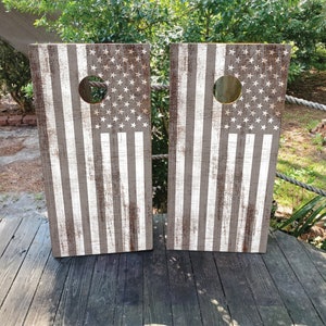 2 envoltórios de Cornhole IMPERMEÁVEIS / Par / Decalque de bandeira dos EUA lavado / Laminado / Fácil de aplicar / Par de peles de Cornhole / Impressão personalizada / Decalque