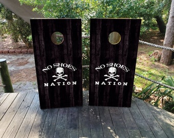 No Shoes Vinyl Laminated Cornhole Board Wraps | Cornhole Decals | Custom | Birthday | Wedding | Gift | Camping | Party | Stickers