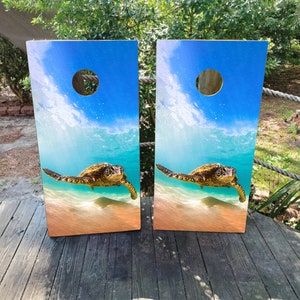 Turtle Island Vinyl Laminated Cornhole Board Wraps | Cornhole Decals