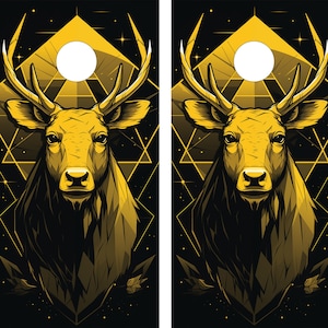 2 WATERPROOF Cornhole Wraps - Deer Antlers - Laminated / Easy to Apply / Pair of Cornhole Skins / Wild Game / Forest / Professional Cornhole
