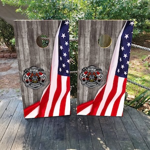 2 envoltórios Cornhole IMPERMEÁVEIS / Bandeira em decalques de madeira / Laminado / Fácil de aplicar / Par de peles Cornhole / Bandeira dos EUA / EUA / Impressão personalizada