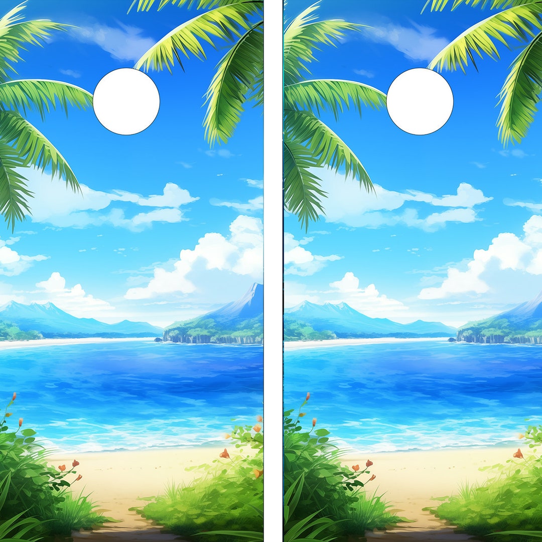 2 WATERPROOF Cornhole Board Wraps - Beach Path / Ocean Way - Easy to ...