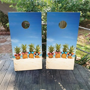 Pineapple Express Vinyl Laminated Cornhole Board Wraps | Cornhole Decals | Custom | Birthday | Wedding | Gift | Camping | Party | Birthday