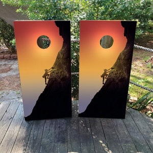 Rock Mountain Climbing Vinyl Laminated Cornhole Board Wraps | Cornhole Decals | Custom | Birthday | Wedding | Gift | Camping | Party