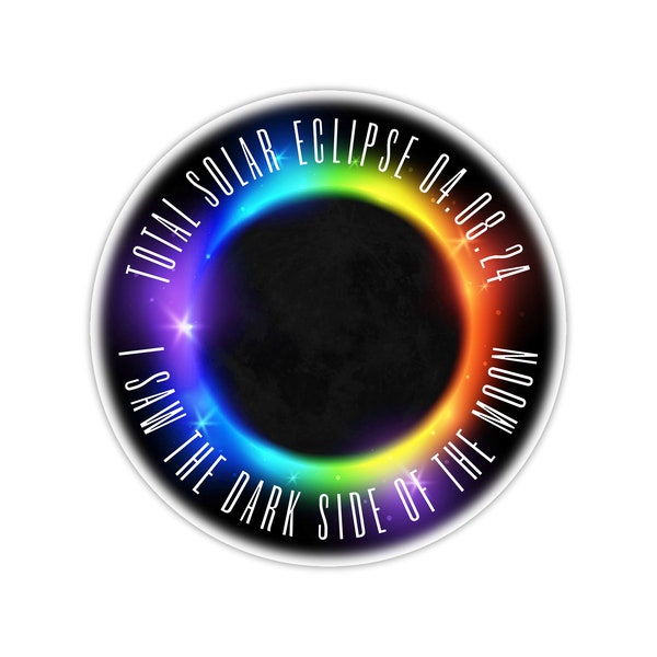 Total Solar Eclipse sticker/ Dark Side of the Moon /Waterproof Vinyl Decal that can go on laptops, tumblers, car windows...