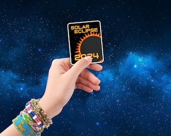 Full Solar Eclipse 2024 sticker/ Waterproof Vinyl Decal. Fun stickers that can go anywhere! Laptops, tumblers, car and vehicle