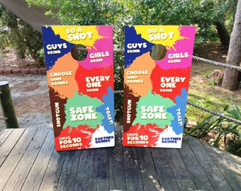Drinking Game Vinyl Laminated Cornhole Board Wraps | Cornhole Decals