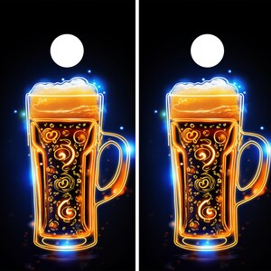 2 WATERPROOF Cornhole Wraps - Cheers! Beer Glasses - Laminated / Easy to Apply / Pair of Cornhole Skins / Beachy / Classic / Party
