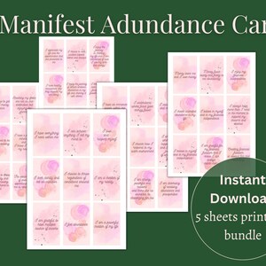 45 cartas de abundancia de manifestación para la felicidad y la libertad, Ley de atracción, Afirmaciones positivas, Descarga digital, Páginas imprimibles