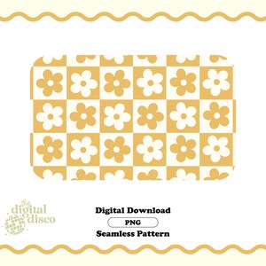 Checkered Seamless Pattern PNG, Flower Pattern, Groovy Pattern, Retro Pattern, Trendy Pattern, Seamless Pattern for fabric, Summer PNG