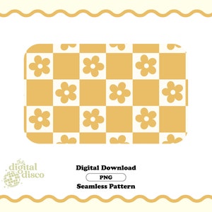 Checkered Seamless Pattern PNG, Flower Pattern, Groovy Pattern, Retro Pattern, Trendy Pattern, Seamless Pattern for fabric, Summer PNG
